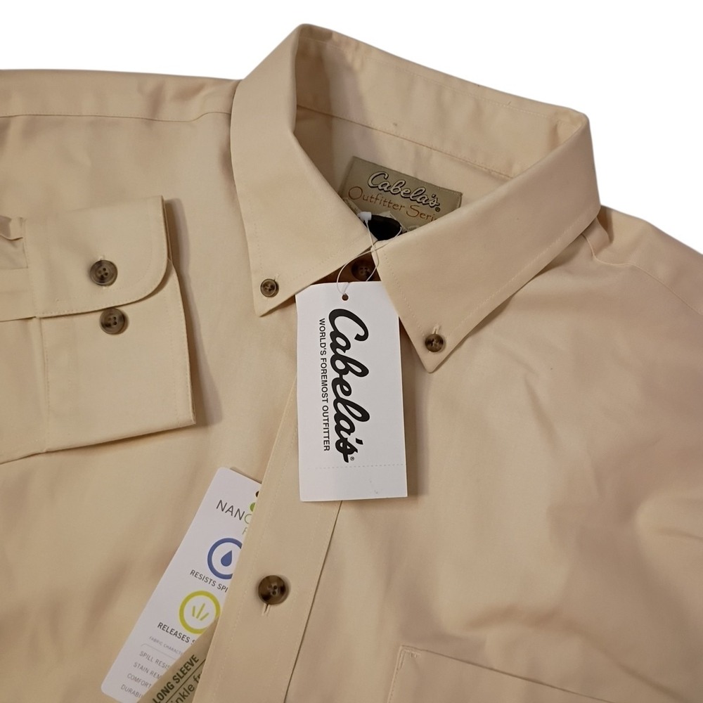 NEW Cabela's Outfitter‎ Series Shirt Mens Large Tall Beige Outdoors Workwear